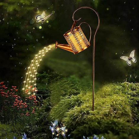 Sprinkler solaire de jardin, 90 LED, éclairage extérieur ip65, grand cordon lumineux vintage en métal avec support pour terrasse, Cour, sentier (1/5)