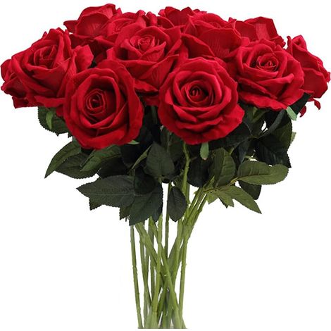 Fleurs artificielles, roses en soie à longue tige d'aspect réaliste, décoration intérieure pour bouquets de mariée, centres de table, fêtes d'anniversaire et compositions florales de jardin. (1/5)