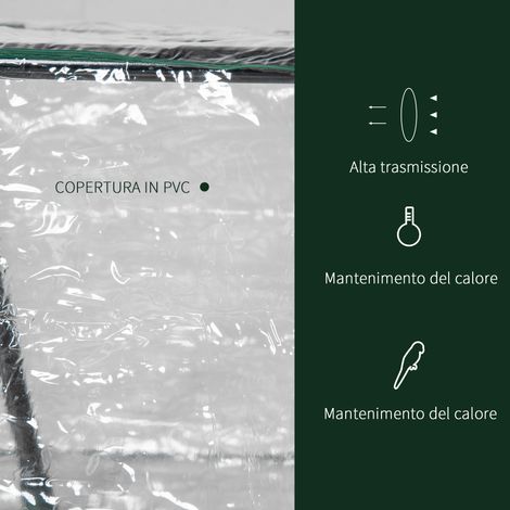 Mini serre jardin 2 fenêtres enroulables, couverture PVC anti-UV transparente, 120x60x60 cm (1/5)