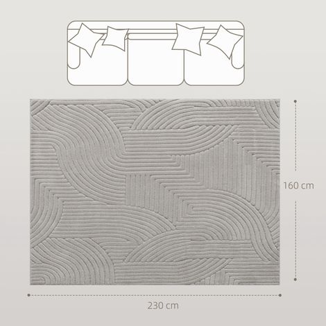 Tapis de salon 230 x 160 cm, poils courts, style moderne, envers antidérapant, tissé à la machine, gris (1/5)