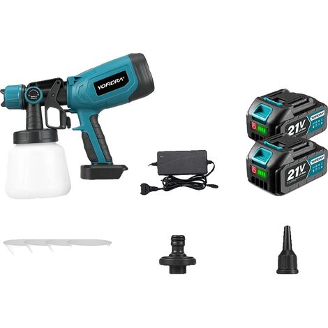 Pistolet à Peinture Électrique, Capacité de 1000ml, Débit Élevé, Ensemble de 2 piles (1/2)