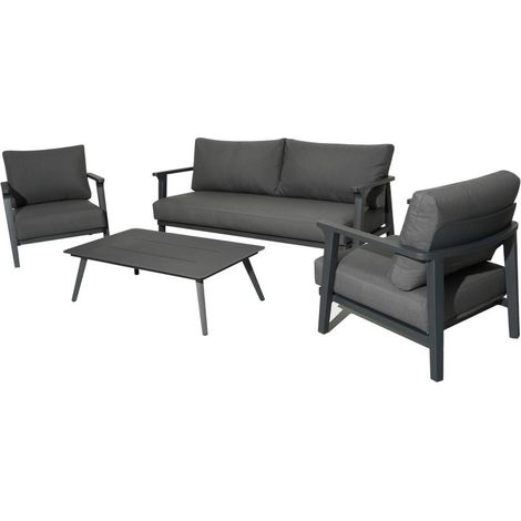 PROLOISIRS Salon de détente Lava alu avec coussins sunbrella - graphite (set complet) (1/5)