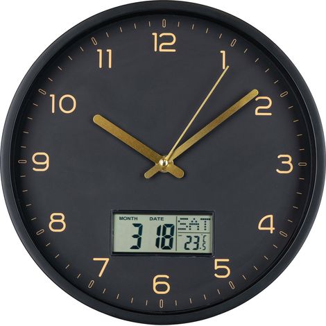 Orologio da parete Amiens nero con display digitale ø25 cm (1/3)