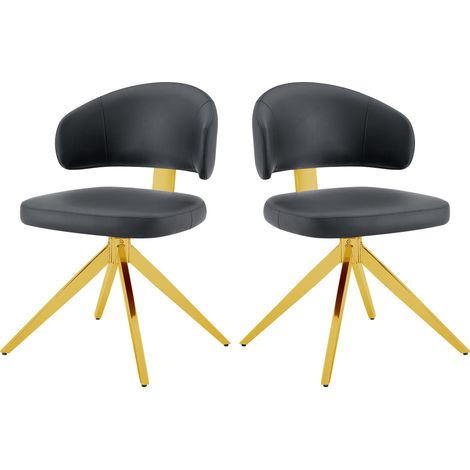 Sedia girevole 69,6x50,5x77 cm in metallo nero e oro, rotazione 360°, per ufficio – MEUBLIV (1/5)