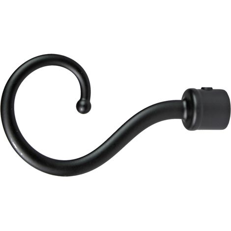 2 pomoli neri a ricciolo terminale per tubo tende diametro 20 mm