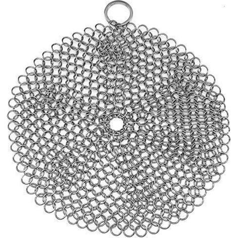 316 en acier inoxydable en fonte de poêle nettoyant en fonte en fonte en fonte de la crampe de chaîne pour casseroles en fonte, casseroles pré-assaisonnées, casseroles, grilles barbecue (1/4)