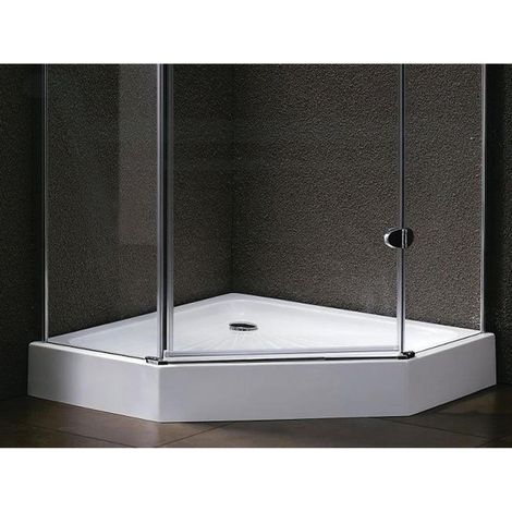 Receveur de douche pentagonal 90x90cm – Acrylique blanc – Évacuation intégrée – Installation sur pieds – Hauteur 16cm