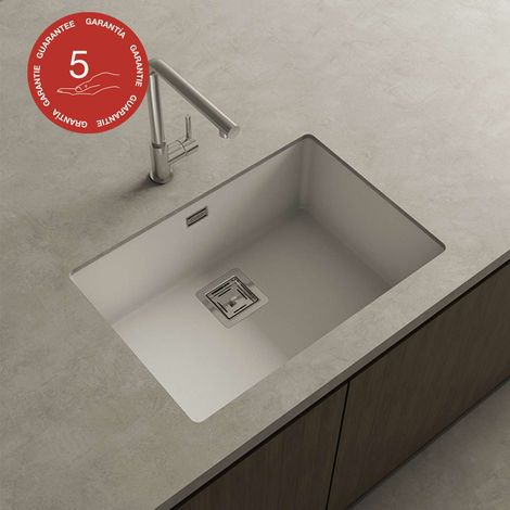 Cuve sous plan POALGI, ZIE 182, Granit, Blanc Snow, 65 cm, 1 bac (1/7)