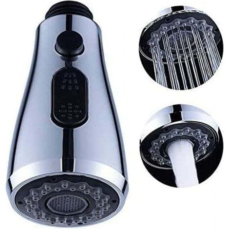 Waterdrops Douchette Rétractable Evier Robinet Cuisine Avec Bouton Stop 2 Types de Jet Pro Tête Universelle Pour Mitigeur WC Robinet Salle de Bain (1/4)