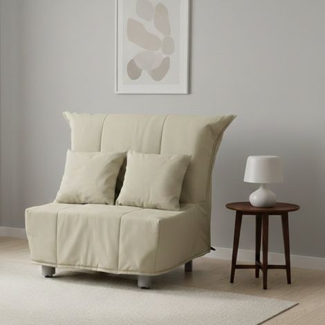 Talamo Italia Canapé Alma, Canapé simple, 100% Made in Italy, Fauteuil de salon avec ouverture trolley, en tissu matelassé, avec oreillers inclus, Cm 85x90h85, Beige, avec emballage renforcé (1/5)