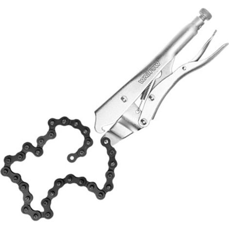 Tenazas grip de cadena WADFOW 470 mm, acero al carbono, niquelado, 700 g, ergonómicas