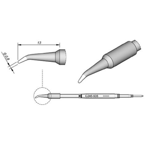JBC Tools Serie C245 punta para soldador metálica 3,8 mm