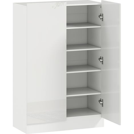 Meuble à chaussures pour 20 paires, finition laquée brillante, 5 étagères réglables, 72 x 34,5 x 103 cm, blanc (1/5)