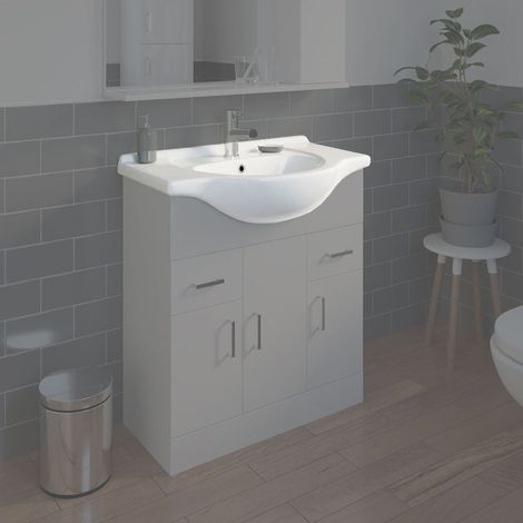 Bathroom WC Basin 750mm Compact Sink Single Tap Hole White BASIN ONLY