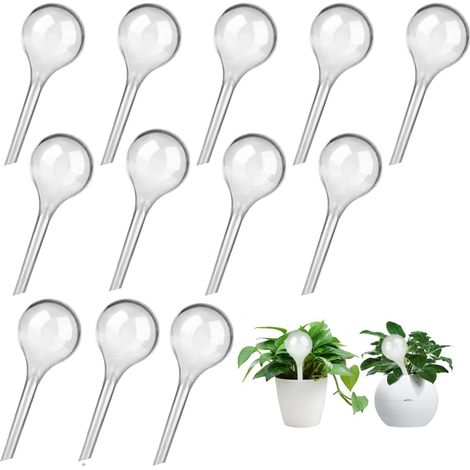 12 Stück Bewässerungskugeln, kleine automatische Bewässerungskugeln aus Kunststoff, Tropfbewässerung, Pflanzenurlaub zum Bewässern von Zimmerpflanzen, Blumen, Topfgärten (transparent)