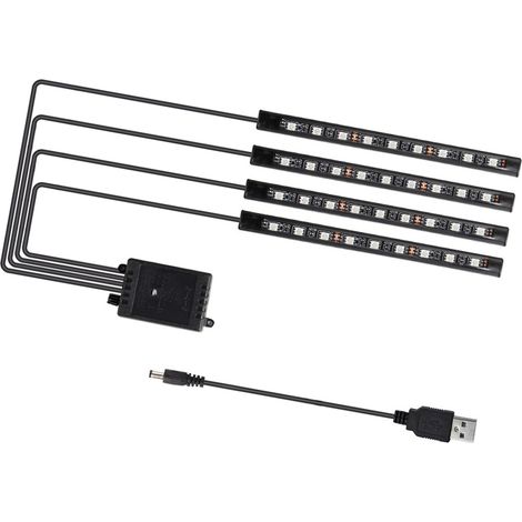 Ruban LED Universel pour Intérieur de Voiture, Télécommande, 36 LED, Éclairage Décoratif de Sol, USB 5V (1/5)