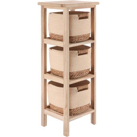Mobile in cotone e piante paulownia a 3 cassetti - beige naturale - Tendance