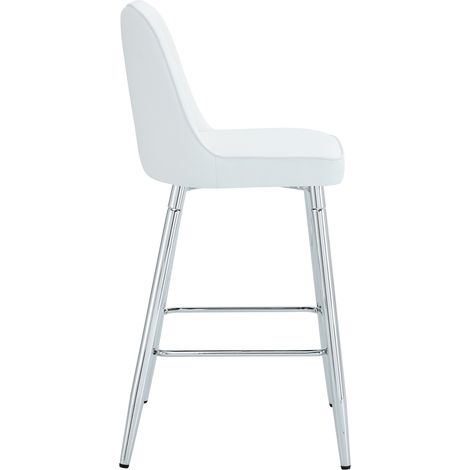 Set mit 2 weißen Barhockern aus PU mit silbernem Metallgestell, 100 cm (1/5)