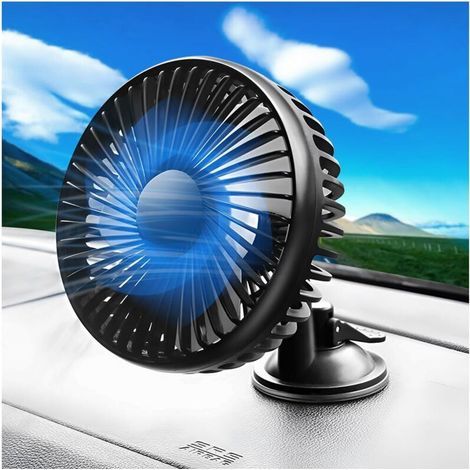 Autoventilator, 3 Geschwindigkeitsstufen, 360° verstellbare Drehung, leiser tragbarer Ventilator, für Sommerautos und SUVs (Saugfüße) (1/5)
