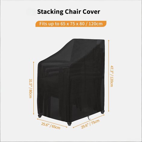 Housse Chaise Jardin 65x75x80/120cm pour 6 Chaises Empilables Imperméable Housse de Protection Fauteuil Extérieur avec Aération, Anti-Vent, Anti-UV Tissu Oxford 210D Bache Chaise de Jardin (1/5)