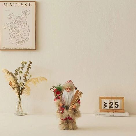 Ochine Statuetta Babbo Natale su Slitta – Altezza 30 cm, Tessuto Non Tessuto e Plastica – Design Tradizionale Elegante – Ideale per Decorazione Tavolo e Interni Festivi (1/4)