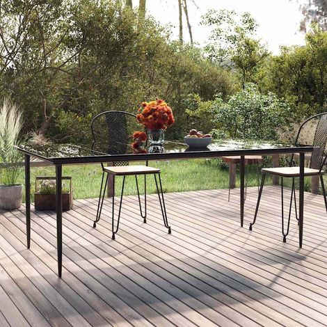 Teenpull – Garten-Esstisch Schwarz 200x100x74 cm Stahl und Hartglas (1/5)