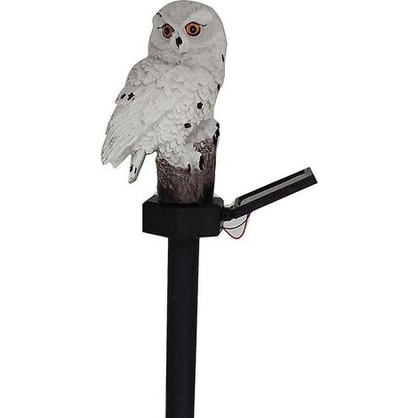 lampe Solaire Led Hibou - Blanc, Simulation D'animal En Rsine Pour Le Jardin Et Le Patio, Lampes Brancher Sur Le Sol De La Pelouse (1/4)