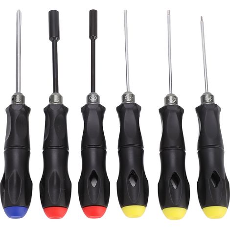 Kit de 6 outils de réparation RC en acier haute dureté, tournevis antidérapant pour voitures, hélicoptères, drones et bateaux RC. (1/5)