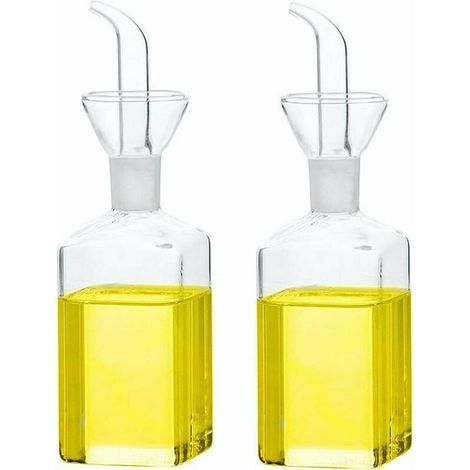 Glass Oil Bottle, Olive Oil Dispenser, Glass Bottle, Cooking Oil/Vinegar Measuring Dispenser with Pouring Spout for Kitchen and BBQ (250 ml/8.54 oz, 2-Pack) (1/4)