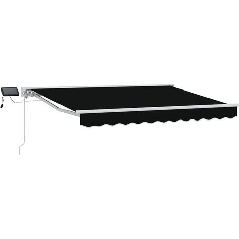 Manueller Markisenrahmen mit LEDs Schwarz 3,5 x 2,5 m