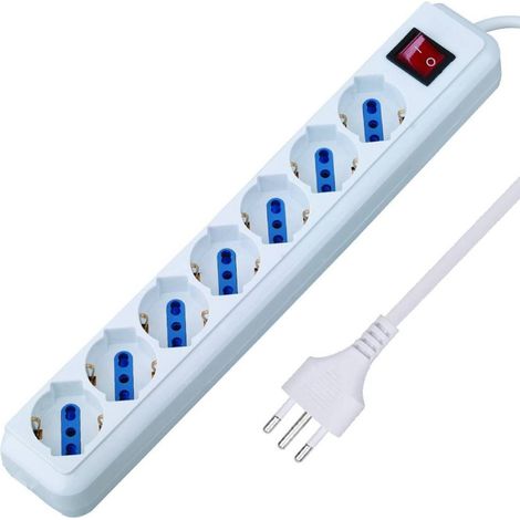 Trade Shop - Shuko Multipresa Bipasso 10 Y 16 Amperios 6 Lugares Ciabatta Eléctrica Con Interruptor - (1/4)