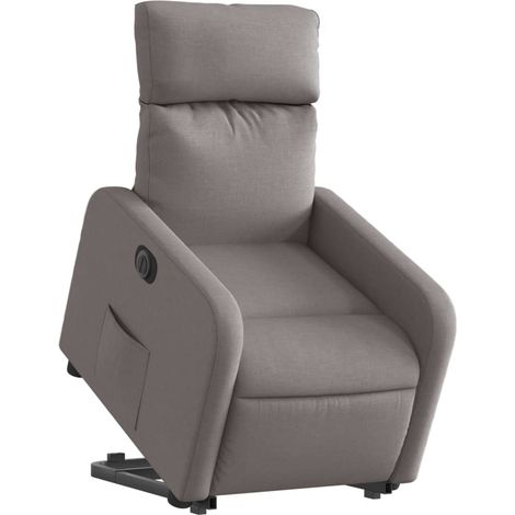 Poltrona relax TV con comodissima funzione di sollevamento elettrico in tessuto tortora DEC028568
