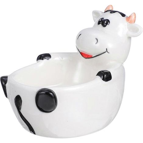 Bol en céramique en forme de vache, bol à fruits, bonbonnière amusante, bol de service original pour en-cas, salades, pâtes, sauces, soupes (1/5)