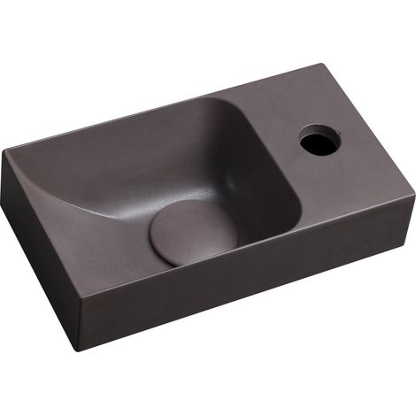 Sapho Small - Lave-mains 31x17 cm, sans trop-plein, trou de robinetterie à droite, brun foncé PK30515 (1/5)