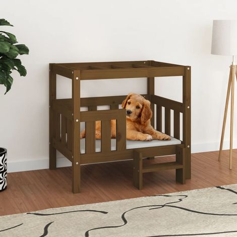 Hundebett Honigbraun 75,5x63,5x70 cm Massivholz Kiefer vidaXL (1/5)