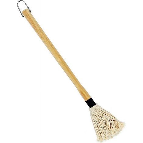 Chariot À Barbecue - Brosse À Mop En Coton Pur - Manche En Bois - Pour Fumoir Et Grill - 1 Pièce (1/3)