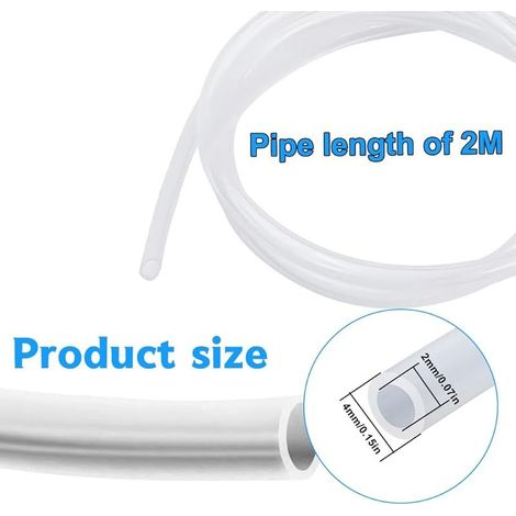 2 m x 4 mm Silikonschlauch, transparent, lebensmittelecht, flexibler Schlauch zum Transport von Wasser, Luft, Öl (Innendurchmesser: 2 mm, Außendurchmesser: 4 mm) (1/4)