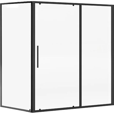 Parete doccia con porta scorrevole nero opaco stile industriale160 x 80 x 195 cm - TORONI (1/2)