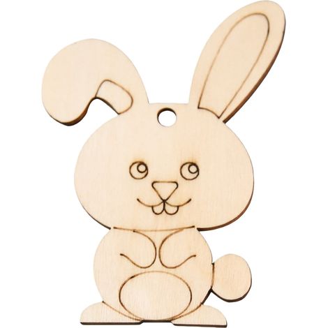 Ornement En Bois - Découpe Non Finition Pour Peinture - Lapin Oeuf De Pâques - 3,15 Pouces - 1 Pièce (1/2)
