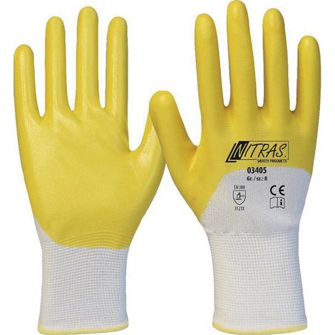 Guanti 03405 taglia 11 bianco/giallo PES con nitrile EN 388 PSA II 12 NITRAS (Per 12)