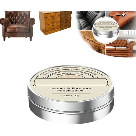 1 pot de baume réparateur pour cuir et meubles, nettoyant et revitalisant pour meubles, sièges auto, canapés, 100 g (1/5)
