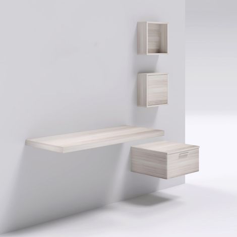 Mensolone in laminato sospeso per lavabi cassettiera pensili bianco larice (1/3)