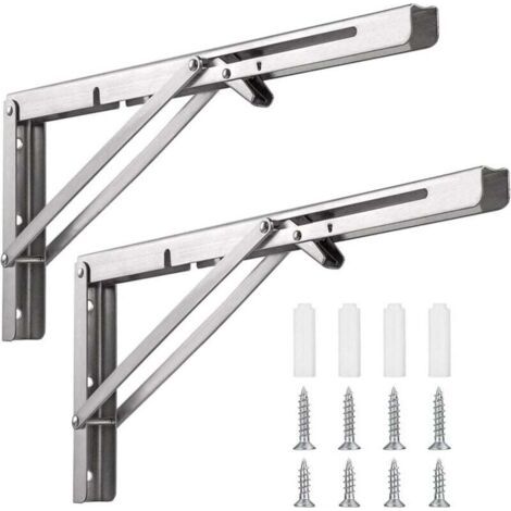 BUNTHAUS Klappbare Konsolenhalterung aus Edelstahl, 400 mm, klappbare Wandregalhalterung – maximale Traglast 150 kg, klappbare Regalträger (2 Stück) –