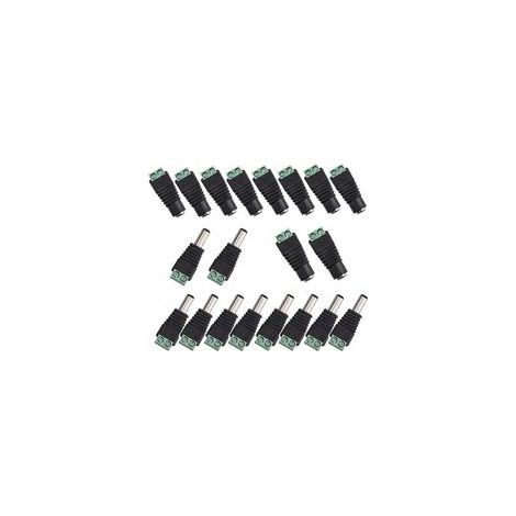 Lot de 20 Connecteurs DC Mâle et Femelle 5,5x2,1mm Adaptateur Jack 12V pour Caméra Surveillance DVR Système Sécurité LED (1/4)