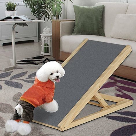 Folding Adjustable Pet Dog Ramp Freestanding Cat Dog Wood Steps Ladder Non Slip (1/5)