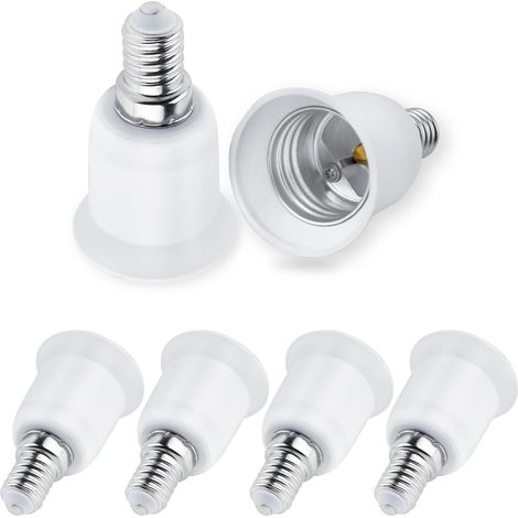 MINKUROW Adaptador de casquillo E14 a E27, convertidor de casquillo E14 a E27 para base adaptadora de casquillo de bombilla LED incandescente halógena, 6 piezas (1/5)