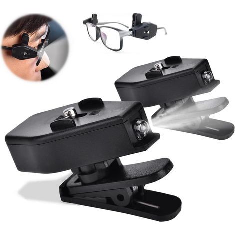 Mini lámpara de lectura, con clip para tapa, luz LED con clip para gafas de seguridad, camping, gafas de lectura, lámpara, mantenimiento de equipo de pesca (1 par) (1/5)