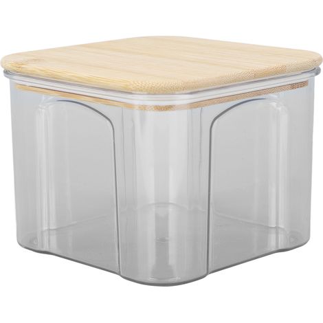 Boîte de conservation hermétique transparente avec couvercle en bambou pour nouilles, farine, céréales, riz, thé, café, haricots, 650 ml, 10,7 x 8,2 cm / 4,2 x 3,2 pouces (1/5)
