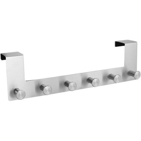 royaluxe-Cintre de porte avec 6 crochets en acier inoxydable – Installation sans outil – Convient aux portes d'une épaisseur de 4 à 4,5 cm – Usage dans pièces humides, 40 cm (1/5)