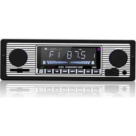 Autoradio Bluetooth, Vintage Poste Radio Voiture Bluetooth 4x60W Lecteur MP3 avec Télécommande Supporte USB/AUX (1/5)